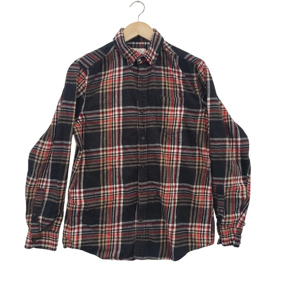 St. John's Bay Other - St Johns Bay Mens Super Soft Flannel Shirt Plaid Red‎ Black Tan Size M Cotton